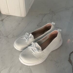Skechers White Knit Slip-On Shoes